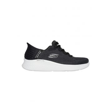 Pantofi sport Slip-Ins de piele ecologica cu sireturi - Negru