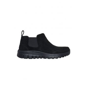 Pantofi sport slip-on din piele intoarsa cu insertii elastice Graceful - Negru