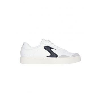 Pantogi sport din piele ecologica Eden - Alb/Negru