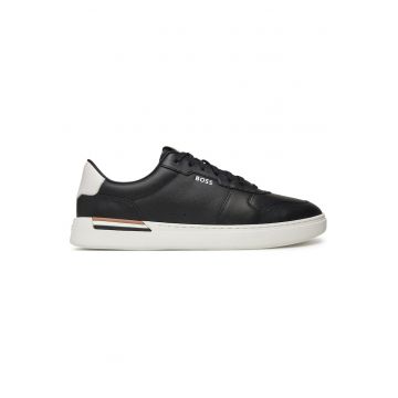 Tenisi barbati  piele naturala - negru/alb -