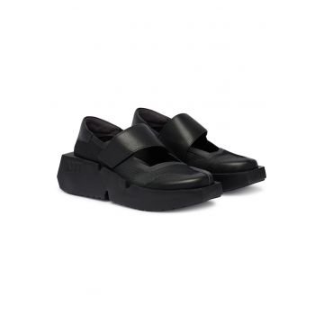 Tenisi dama -  piele naturala - negru - sistem inchidere Velcro