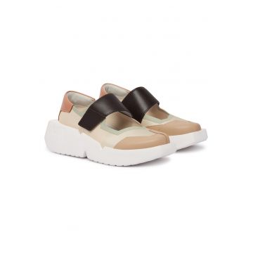 Tenisi dama -  piele naturala - velcro - maro