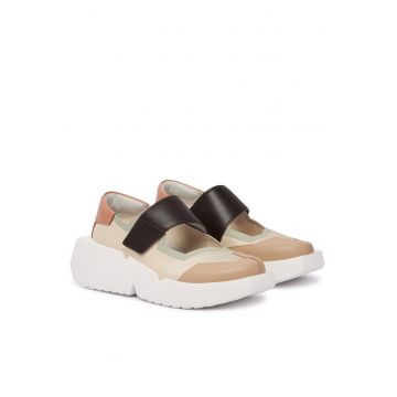 Tenisi dama -  piele naturala - velcro - maro