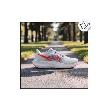 Pantofi Sport Barbati -  Air Zoom Pegasus 39 - Amortizare: Spuma Nike React + 2X Zoom Air - Superior: Plasa Respirabila - Talpa Exterioara: Cauciuc Cu Profil In Forma De Fagure - Destinatie: Alergare Pe Asfalt - Antrenament - Utilizare Zilnica - Alb | Ne