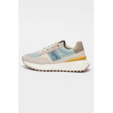 Pantofi sport cu garnituri de piele intoarsa Lyn - Albastru deschis/Bej deschis