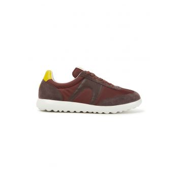 Pantofi sport cu insertii din piele intoarsa - Visiniu