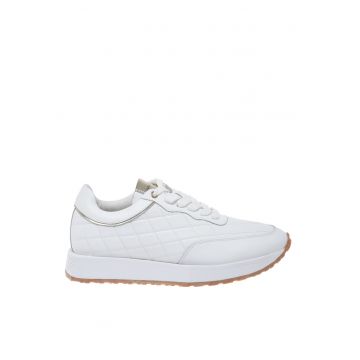 Pantofi sport de piele cu logo - Alb