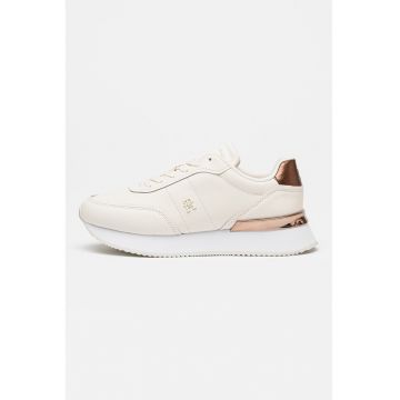 Pantofi sport de piele cu logo discret - Alb