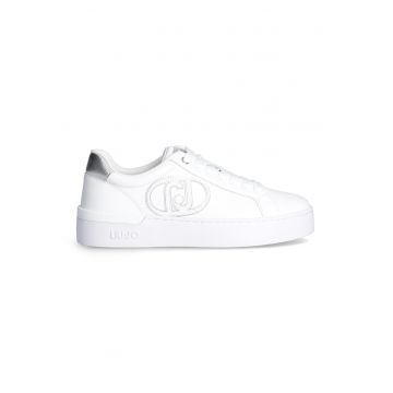 Pantofi sport de piele cu monograma Silvia - Alb