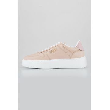 Pantofi sport de piele cu segment cu perforatii - Roz prafuit