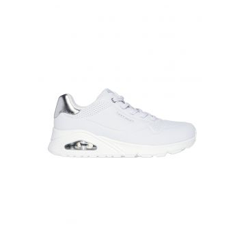 Pantofi sport de piele ecologica Uno Shimmer Away - Alb optic