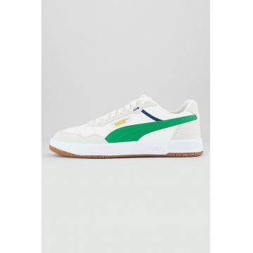 Pantofi sport de piele intoarsa si piele ecologica Court Ultra - Alb/Verde/Alb murdar