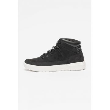Pantofi sport de piele si piele intoarsa Seneca - Alb/Negru stins