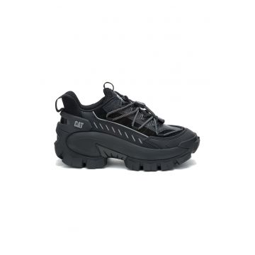 Pantofi sport demiwedge din material textil - Negru/Gri inchis