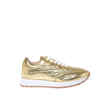 Pantofi sport din piele cu sireturi - Auriu