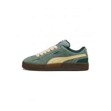 Pantofi sport din piele intoarsa cu detalii contrastante - Verde/Galben pai