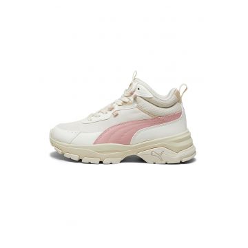 Pantofi sport high-top de piele ecologica si material textil Cassia - Roz/Bej deschis
