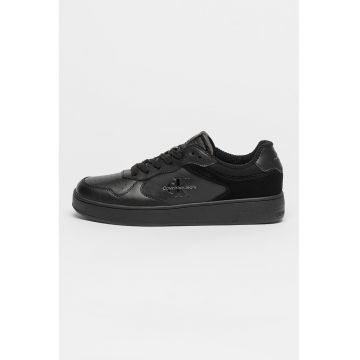 Pantofi sport low-cut cu garnituri de piele intoarsa - Negru