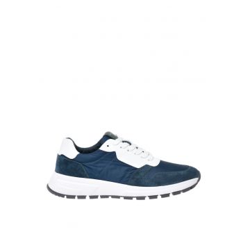 Pantofi sport low-cut cu garnituri din piele intoarsa - Verde smarald