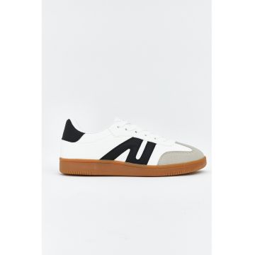 Pantofi sport low-cut cu sireturi - Alb/Negru