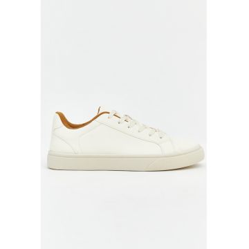 Pantofi sport low-cut din material sintetic - Alb