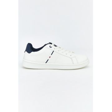Pantofi sport low-cut din piele ecologica - Alb/Albastru ultramarin