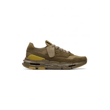 Pantofi sport low cut din piele intoarsa - Kaki