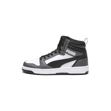Pantofi sport mid-high din piele ecologica Rebound - Alb/Negru/Gri