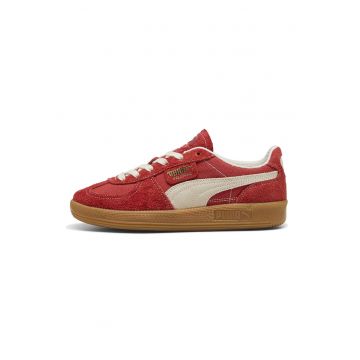 Pantofi sport Palermo Vintage cu insertii de piele intoarsa - Alb fildes/Rosu capsuna