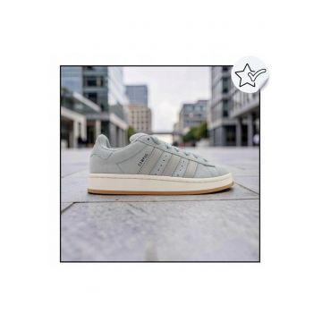 Pantofi Sport Pentru Femei -  Originals - Campus 00S - Marimea 38 - Usori - Din Piele Nubuc De Inalta Calitate / Velur - Celebrele Trei Benzi Adidas In Stil Vintage - Sireturi Late Si Rezistente - Talpa Din Cauciuc Inaltata Pentru Confort - Gri