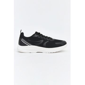 Pantofi sport textili cu sireturi - Negru