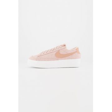 Pantofi sport texturati de piele cu garnituri de piele Blazer Low Platform - Roz prafuit