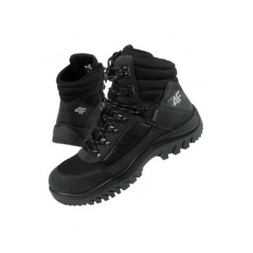 Pantofi trekking barbati -  Piele naturala/Textil - Negru - Negru