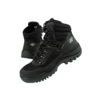 Pantofi trekking barbati -  Piele naturala/Textil - Negru - Negru