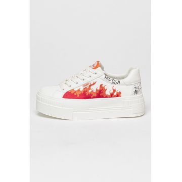 Tenisi flatform de piele ecologica Paired Astro