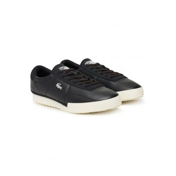 Adidasi barbati -  piele naturala - negru - talpa bej -