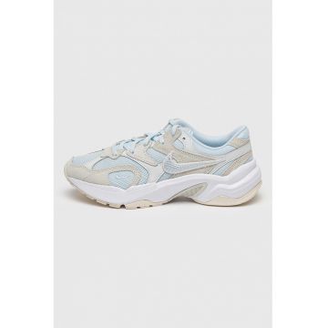 Pantofi sport AL8 cu garnituri de piele intoarsa si talpa demi-wedge - Gri cenusiu/Verde pal/Alb optic