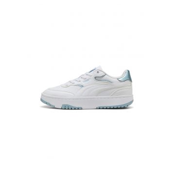 Pantofi sport Cali Sylva de piele si piele ecologica cu accente metalizate - Alb optic/Albastru glaciar