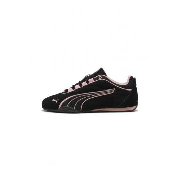 Pantofi sport Catch Soleil de piele intoarsa si piele - Negru/Roz pastel