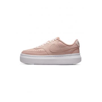 Pantofi sport Court Vision Alta din piele si piele ecologica cu talpa flatform - Roz somon