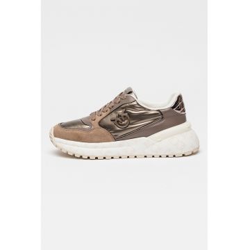 Pantofi sport cu garnituri de piele intoarsa Gem 07 - Maro deschis