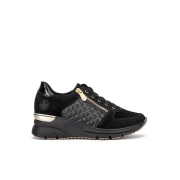 Pantofi sport dama -  piele naturala - auriu/negru