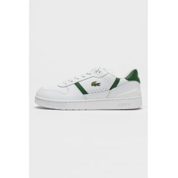 Pantofi sport de piele cu logo - Alb/Verde padure