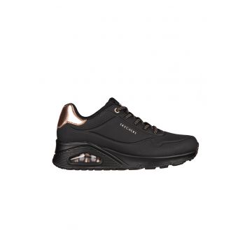 Pantofi sport de piele ecologica Uno Shimmer Away - Negru - Auriu rose - Negru/Auriu rose