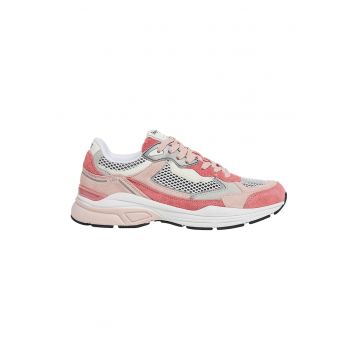 Pantofi sport de piele intoarsa cu insertii de plasa - Gri/Roz prafuit