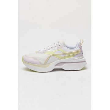 Pantofi sport din piele ecologica cu garnituri din material textil Kosmo Rider - Alb/Verde neon/Roz pastel
