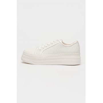 Pantofi sport flatform din material textil - Alb