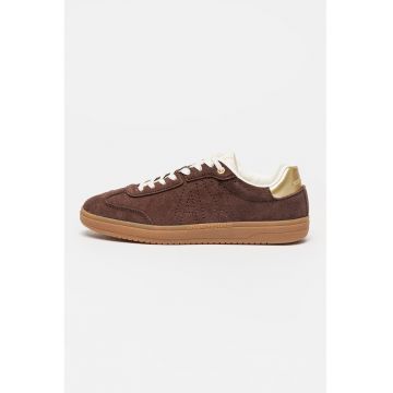 Pantofi sport low-cut de piele intoarsa - Maro inchis