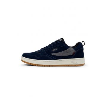 Pantofi sport low-cut din piele intoarsa - Gri deschis/Albastru inchis