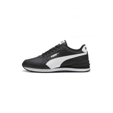 Pantofi sport ST Runner v4 de piele si piele ecologica - Negru stins/Alb murdar